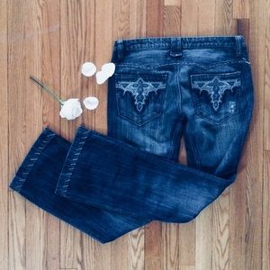 Antik Distressed Denim Flare Jeans Sz 30